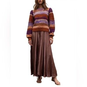 MOON RIVER Marled Striped pullover with balloon sleeves Size S